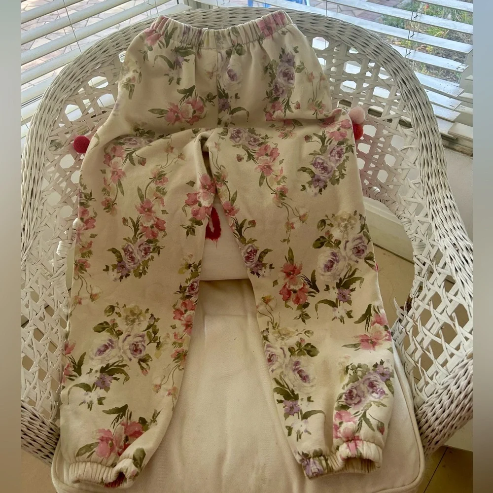 Gap × LoveShackFancy Kids Floral Logo Joggers Size M 8
